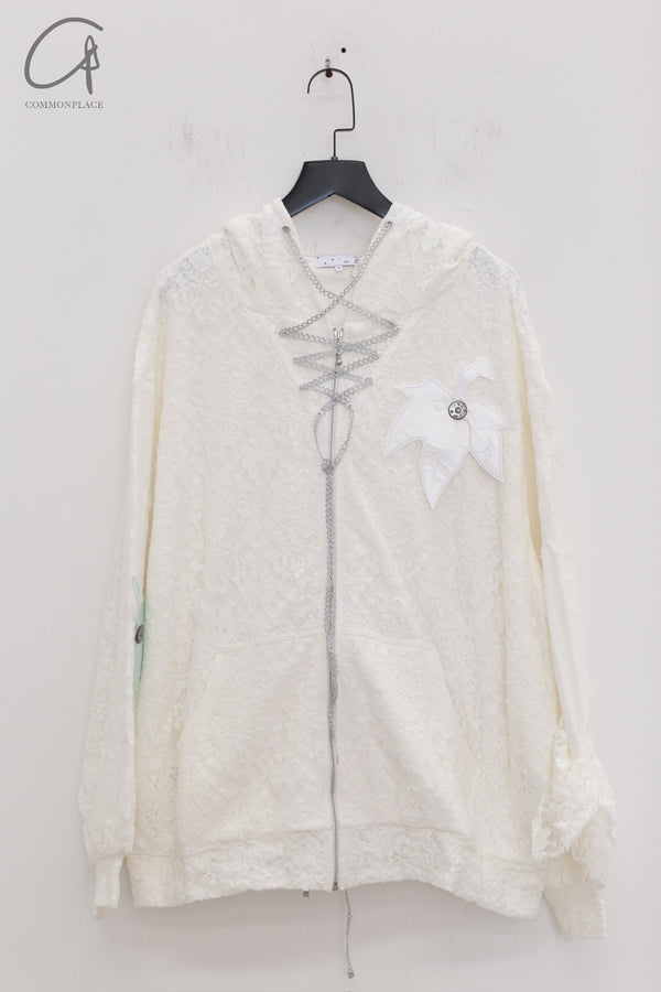 VeniceW 24 Fall/Winter Leafie Lace Hoodie VCW-HD1-half-BSLS White HD1